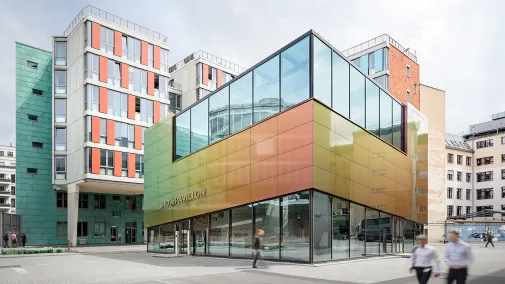 Ansicht des Bundesdruckerei Showpavillon auf dem Firmengelände.